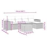 6 Piece Garden Sofa Set with Cushions Black Poly Rattan - Side View