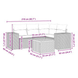 5 Piece Garden Sofa Set with Cushions Black Poly Rattan