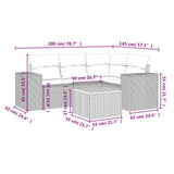 5 Piece Garden Sofa Set with Cushions Grey Poly Rattan