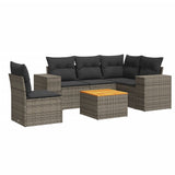 6 Piece Garden Sofa Set with Cushions Grey Poly Rattan