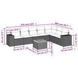 8 Piece Garden Sofa Set with Cushions Grey Poly Rattan