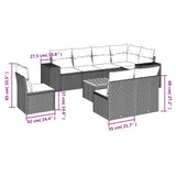9 Piece Garden Sofa Set with Cushions Beige Poly Rattan