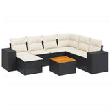 8 Piece Garden Sofa Set with Cushions Black Poly Rattan - Front View