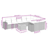 10 Piece Garden Sofa Set with Cushions Grey Poly Rattan - Side View