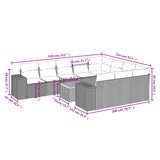11 Piece Garden Sofa Set with Cushions Grey Poly Rattan - Side View