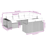 10 Piece Garden Sofa Set with Cushions Grey Poly Rattan - Side View