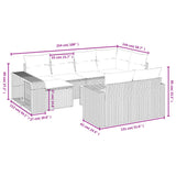 11 Piece Garden Sofa Set with Cushions Black Poly Rattan - Side View