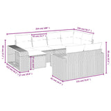 11 Piece Garden Sofa Set with Cushions Grey Poly Rattan - Side View