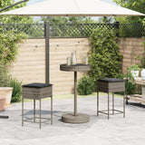 3 Piece Garden Bar Set with Cushions Grey Poly Rattan - Side View