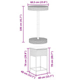 3 Piece Garden Bar Set with Cushions Grey Poly Rattan - Low Angle