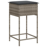 7 Piece Garden Bar Set with Cushions Grey Poly Rattan - Top-Down View
