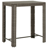 7 Piece Garden Bar Set with Cushions Grey Poly Rattan - 45-Degree Angle