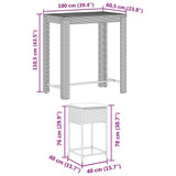 7 Piece Garden Bar Set with Cushions Grey Poly Rattan - Low Angle
