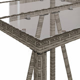 3 Piece Garden Bar Set with Cushions Grey Poly Rattan - Close-Up Angle
