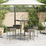 5 Piece Garden Bar Set with Cushions Grey Poly Rattan - Side View