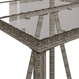 5 Piece Garden Bar Set with Cushions Grey Poly Rattan - Close-Up Angle