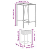 5 Piece Garden Bar Set with Cushions Grey Poly Rattan - Low Angle