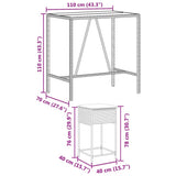 7 Piece Garden Bar Set with Cushions Grey Poly Rattan - Low Angle