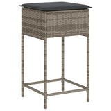 7 Piece Garden Bar Set with Cushions Grey Poly Rattan - Top-Down View