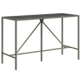 7 Piece Garden Bar Set with Cushions Grey Poly Rattan - 45-Degree Angle