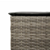 7 Piece Garden Bar Set with Cushions Grey Poly Rattan - Rear View