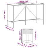 7 Piece Garden Bar Set with Cushions Grey Poly Rattan - Low Angle