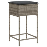 5 Piece Garden Bar Set with Cushions Grey Poly Rattan - Top-Down View