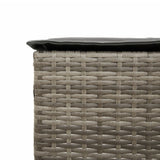 3 Piece Garden Bar Set with Cushions Grey Poly Rattan - Rear View