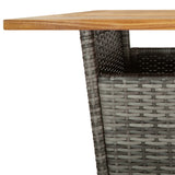 3 Piece Garden Bar Set with Cushions Grey Poly Rattan - Close-Up Angle