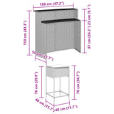 5 Piece Garden Bar Set with Cushions Grey Poly Rattan - Low Angle