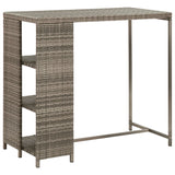 5 Piece Garden Bar Set with Cushions Grey Poly Rattan - 45-Degree Angle