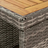 3 Piece Garden Bar Set with Cushions Grey Poly Rattan - Close-Up Angle
