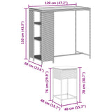 3 Piece Garden Bar Set with Cushions Grey Poly Rattan - Low Angle