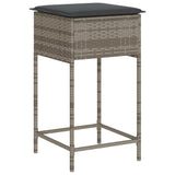 5 Piece Garden Bar Set with Cushions Grey Poly Rattan - Top-Down View