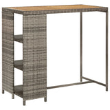 5 Piece Garden Bar Set with Cushions Grey Poly Rattan - 45-Degree Angle