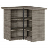 3 Piece Garden Bar Set with Cushions Grey Poly Rattan - Rear View