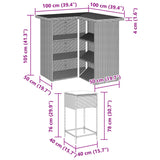 3 Piece Garden Bar Set with Cushions Grey Poly Rattan - Extra Image