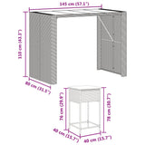7 Piece Garden Bar Set with Cushions Grey Poly Rattan - Low Angle