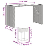 9 Piece Garden Bar Set with Cushions Grey Poly Rattan - Low Angle