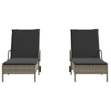 Sun Loungers with Cushions 2 pcs Grey Poly Rattan - Top-Down View
