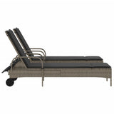 Sun Loungers with Cushions 2 pcs Grey Poly Rattan