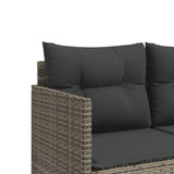 5 Piece Garden Sofa Set with Cushions Grey Poly Rattan - Rear View