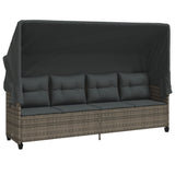 5 Piece Garden Sofa Set with Cushions Grey Poly Rattan - Side View