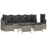 5 Piece Garden Sofa Set with Cushions Grey Poly Rattan - Front View