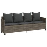 5 Piece Garden Sofa Set with Cushions Grey Poly Rattan - Side View