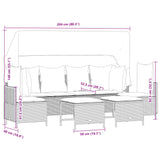 5 Piece Garden Sofa Set with Cushions Grey Poly Rattan