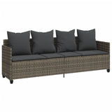 5 Piece Garden Sofa Set with Cushions Grey Poly Rattan - Side View