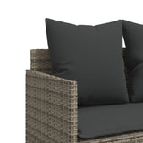 5 Piece Garden Sofa Set with Cushions Grey Poly Rattan - Rear View