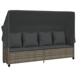5 Piece Garden Sofa Set with Cushions Grey Poly Rattan - Side View