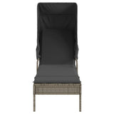 Sun Loungers 2 pcs with Canopies and Table Grey Poly Rattan - Top-Down View